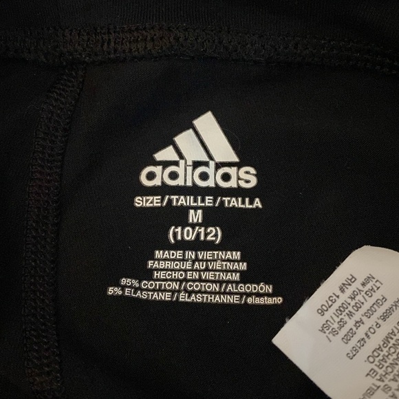 Adidas Girls Black Leggings With Colored Logos Size M - Picture 3 of 6
